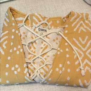 Sand Cloud Yellow boho Patterned beach cover up NWOT